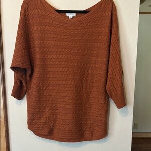 Market & Spruce Brown Crew Neck Sweater with Textured Knit